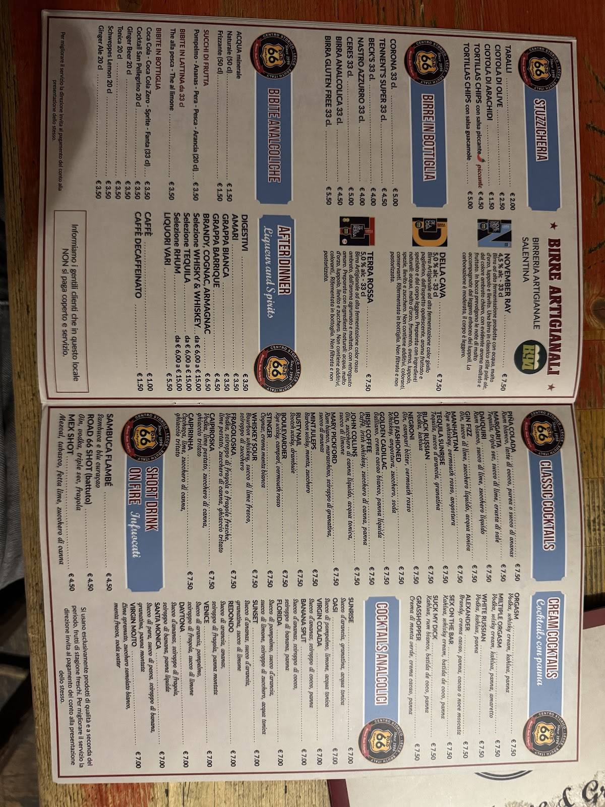 Menu di Road 66 