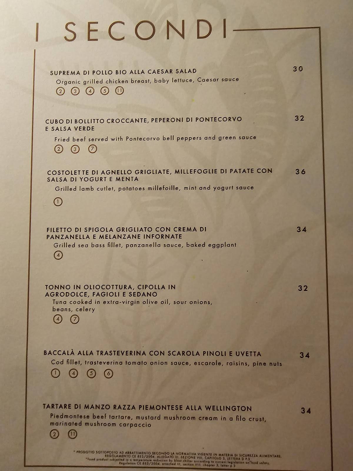 Menu di Antica Pesa 