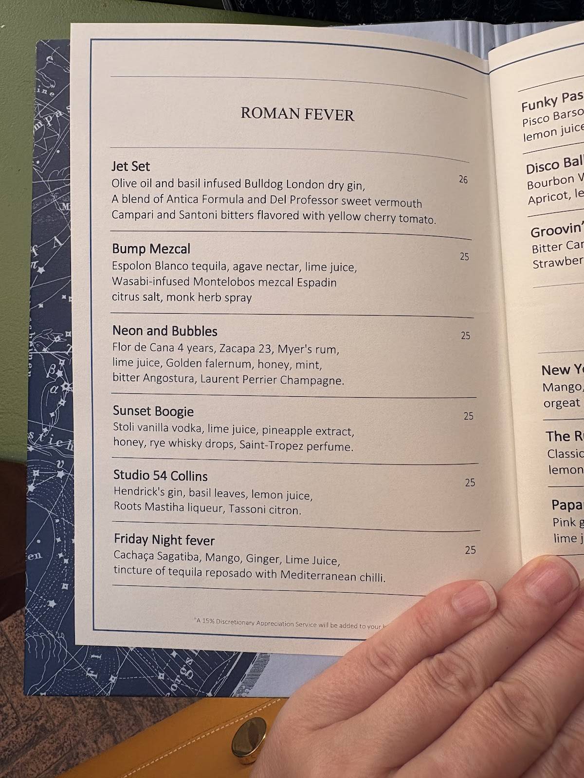 Menu di Cielo Rooftop 