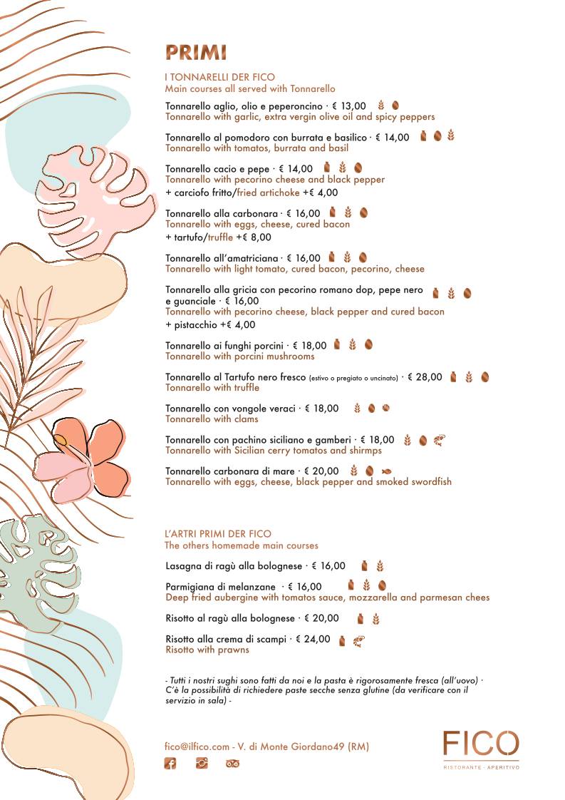 Menu di Fico Ristorante Aperitivo 