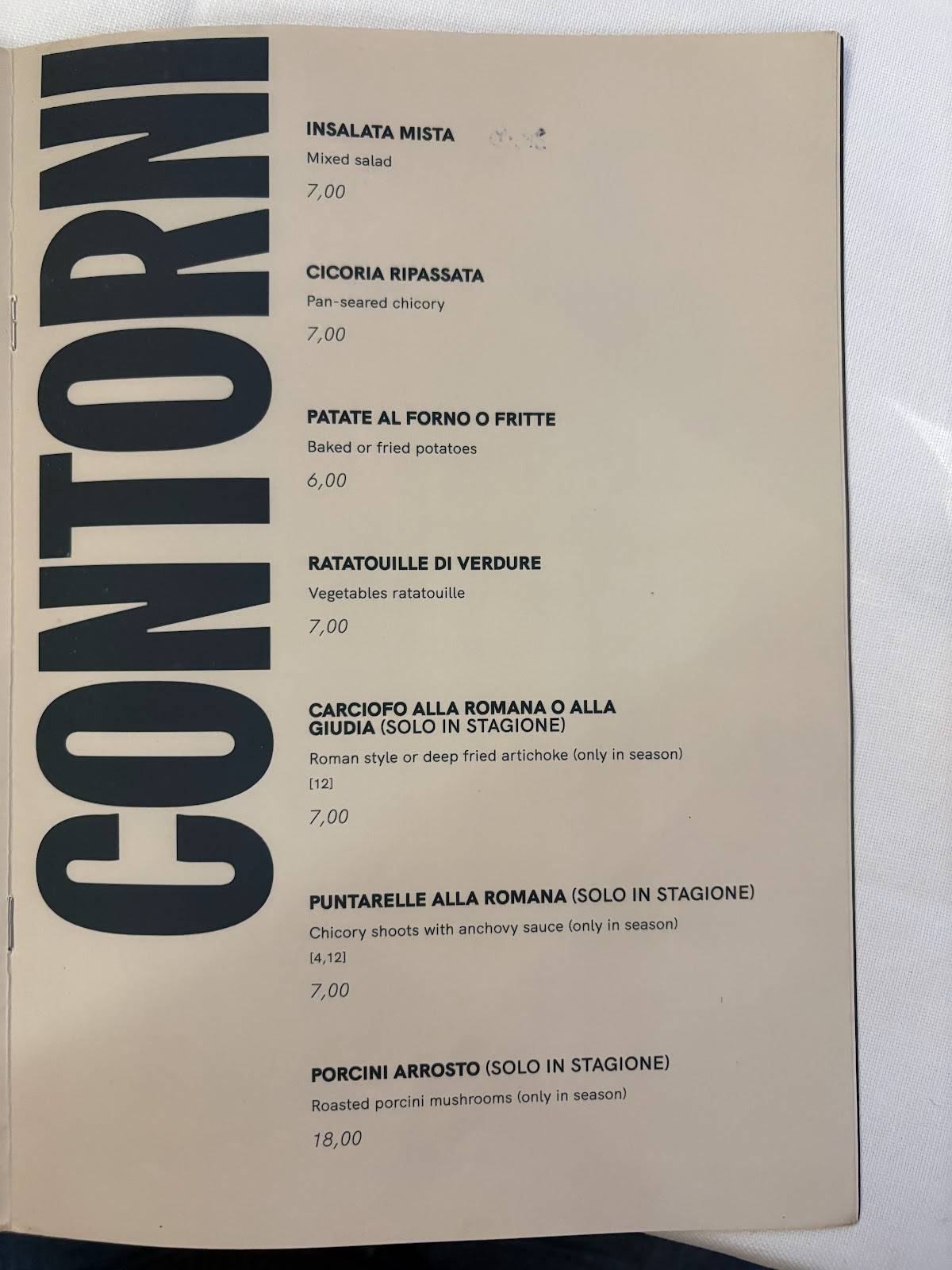 Menu di La Soffitta Renovatio 