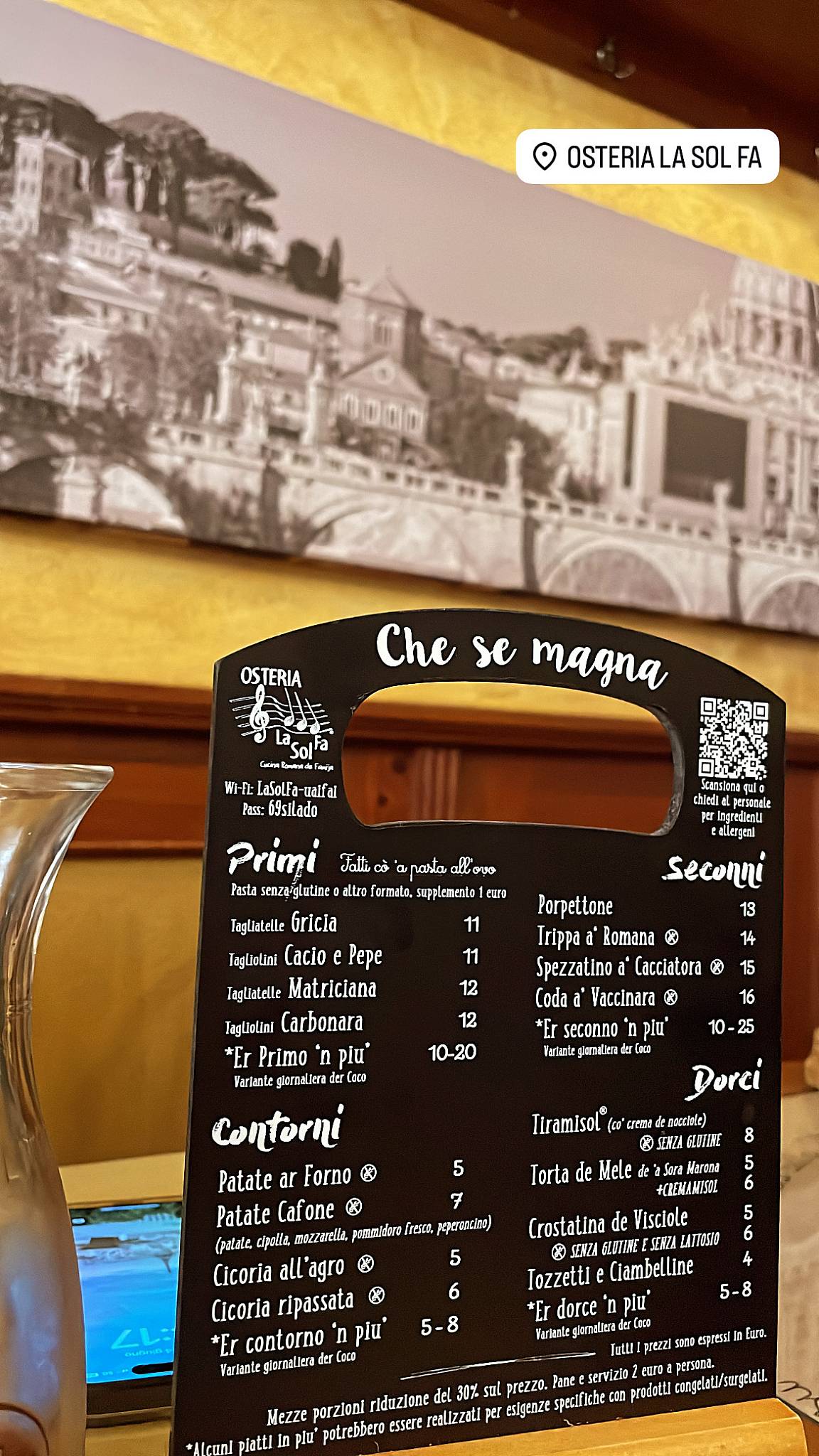 Menu di Osteria La Sol Fa 