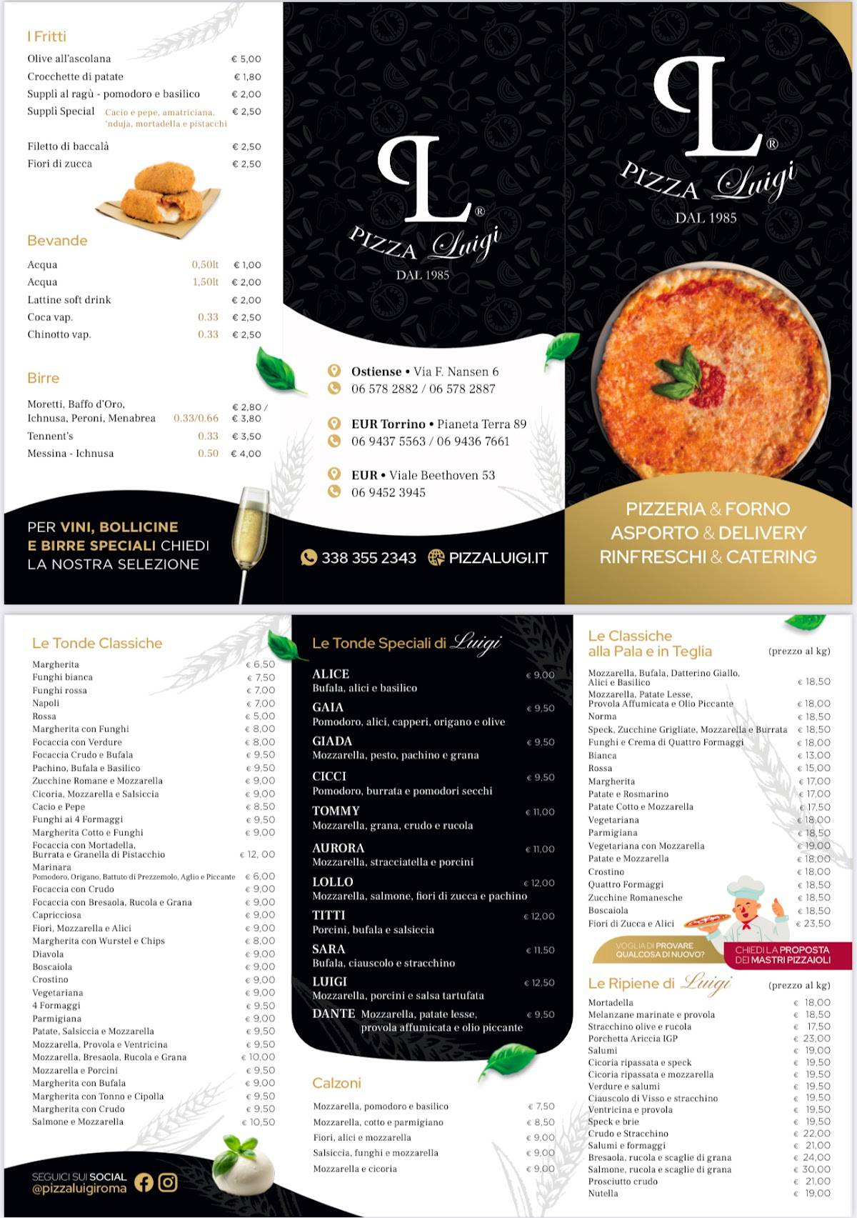 Menu di Pizza Luigi dal 1985 