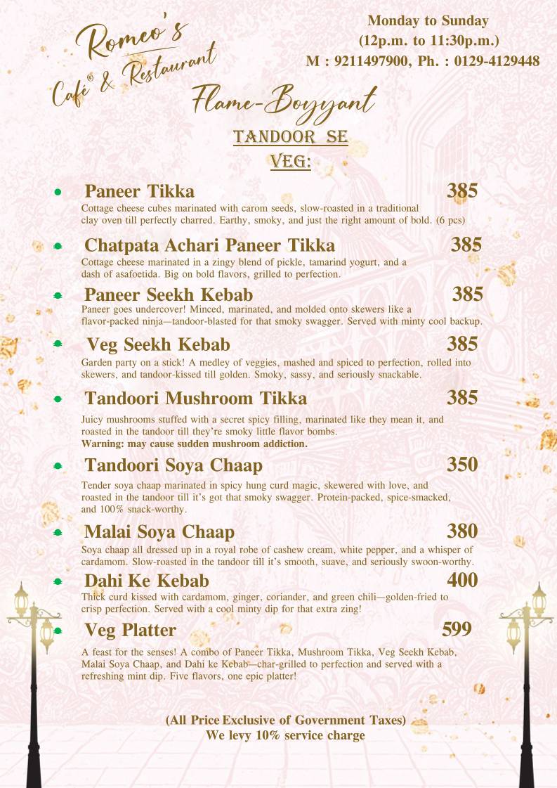 Romeo's Cafe & Restaurant menu