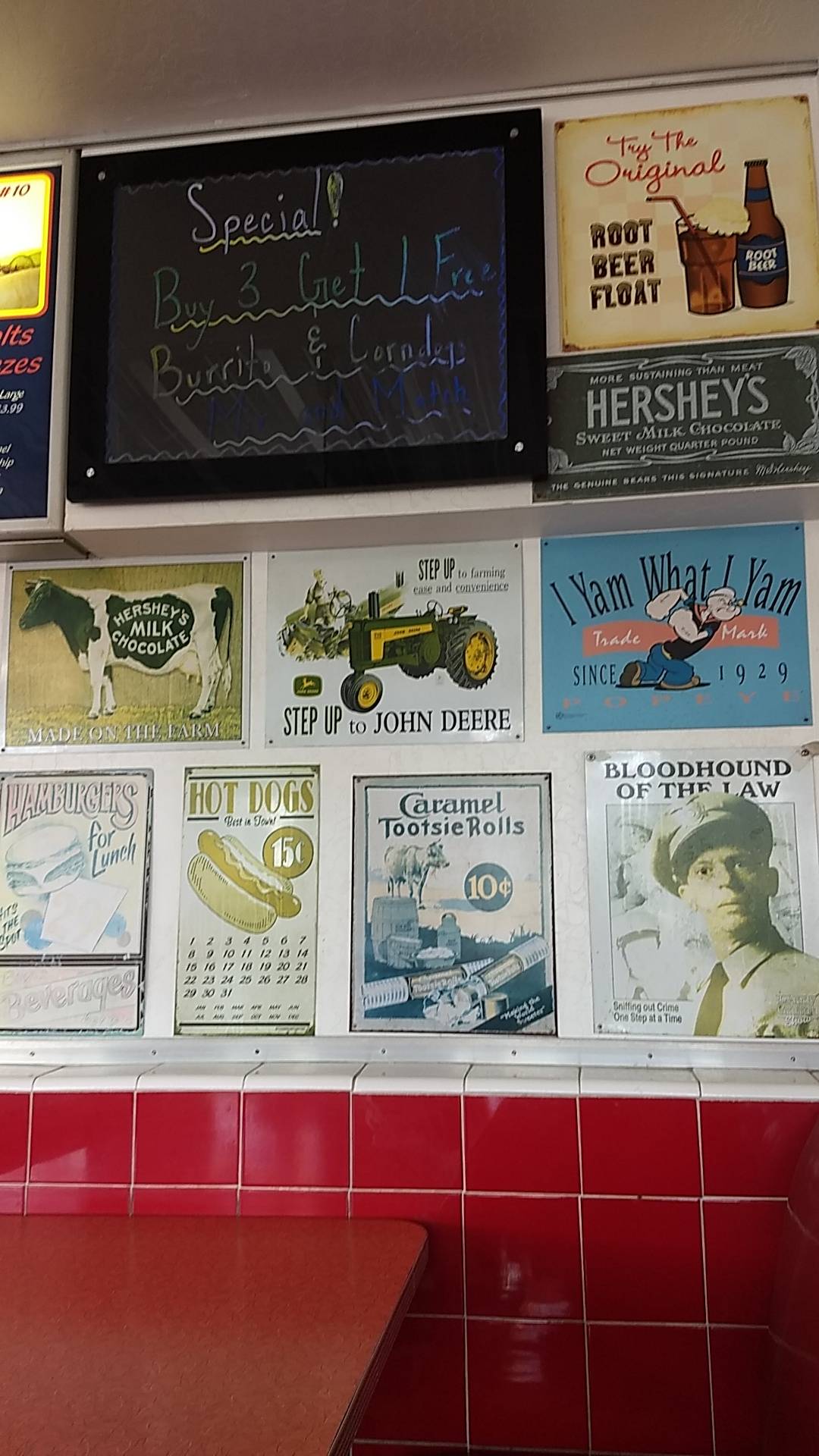 Menu at Root Beer King restaurant, Lamont, Main St