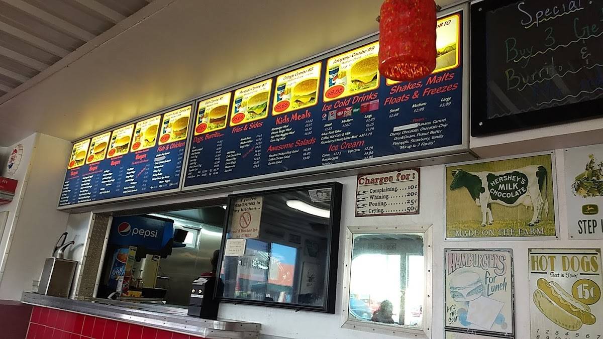 Menu at Root Beer King restaurant, Lamont, Main St