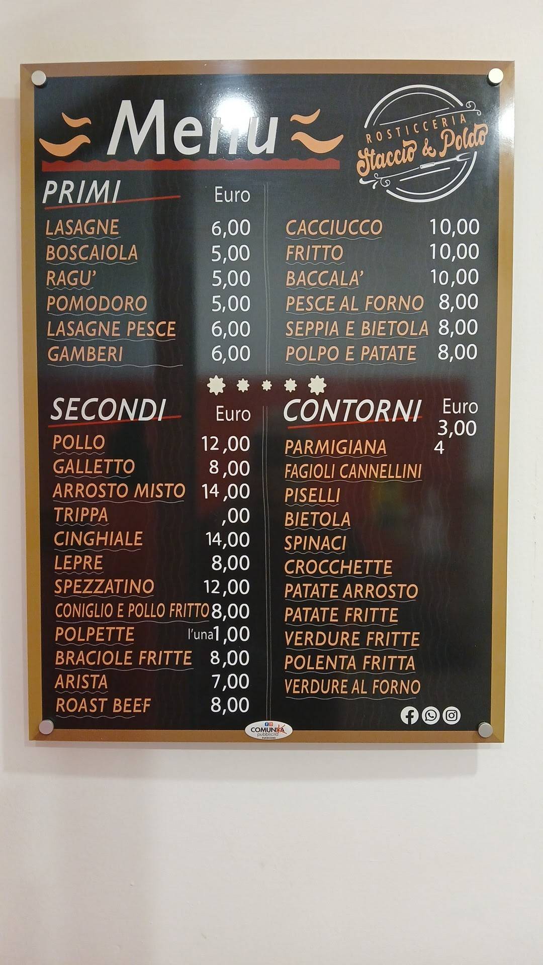 Menu di Rosticceria da Staccio e Poldo 