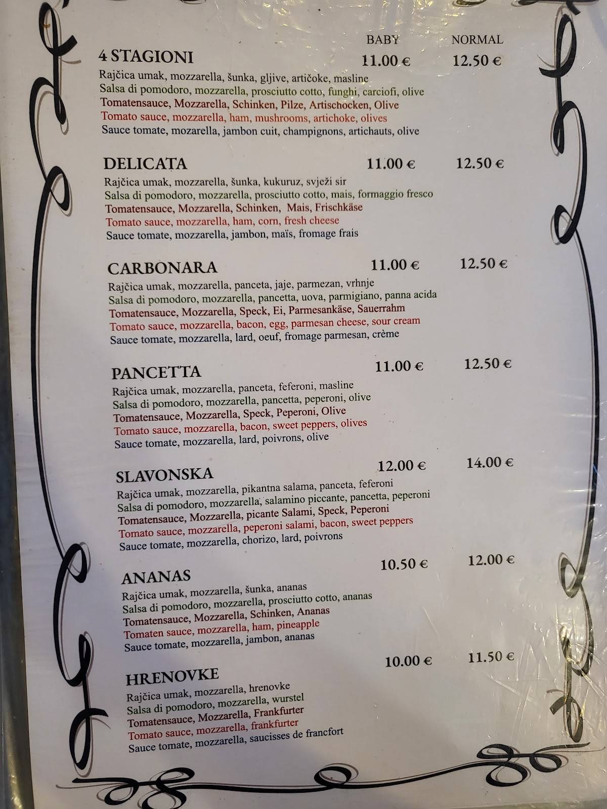 Menu di Pizzeria Da Sergio 