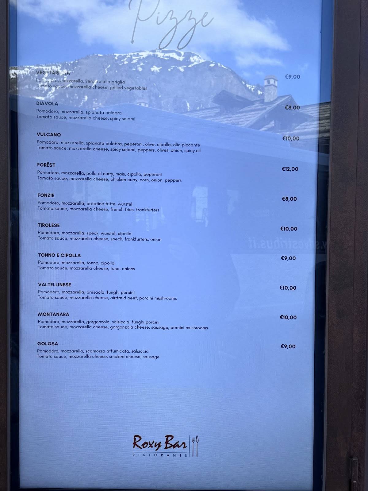 Menu di Roxy Bar Ristorante - Pizzeria 