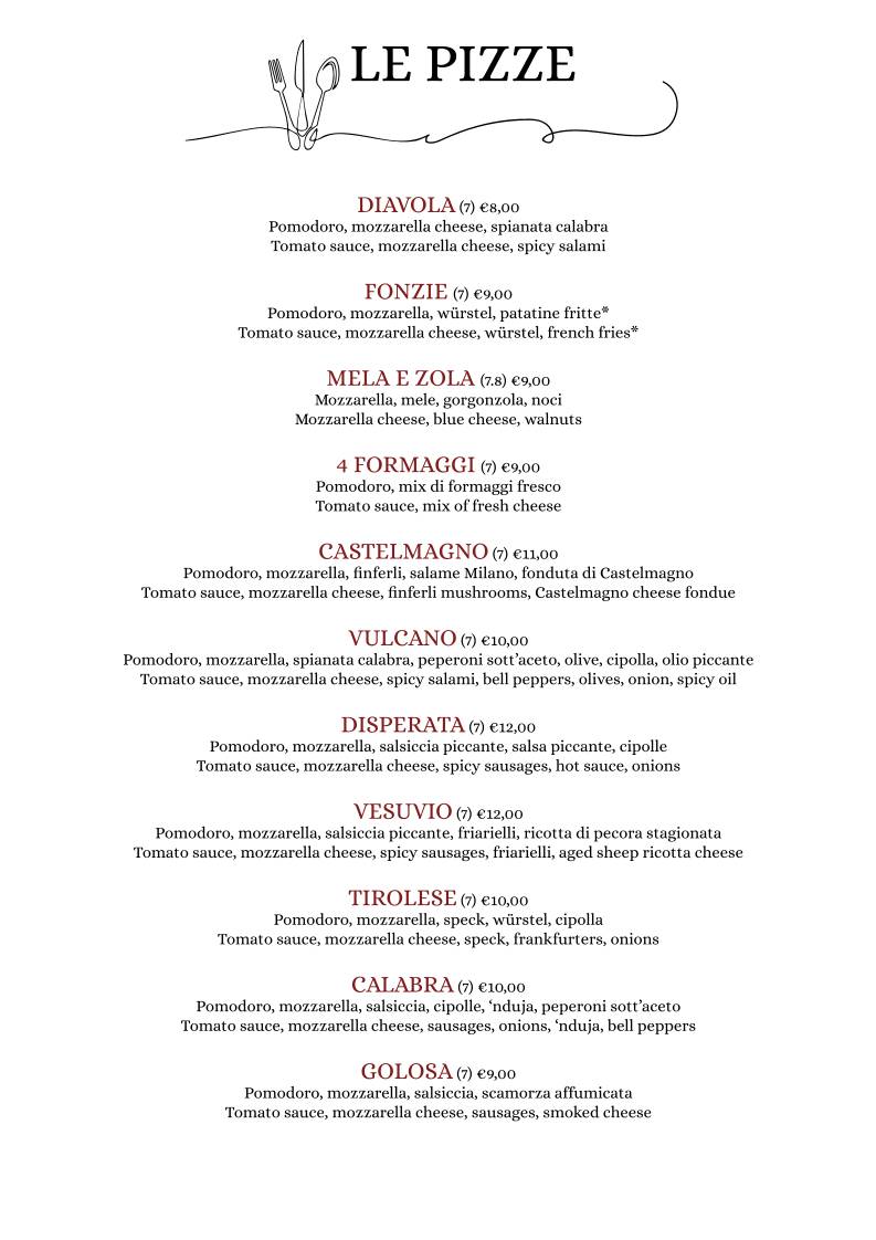 Menu di Roxy Bar Ristorante - Pizzeria 
