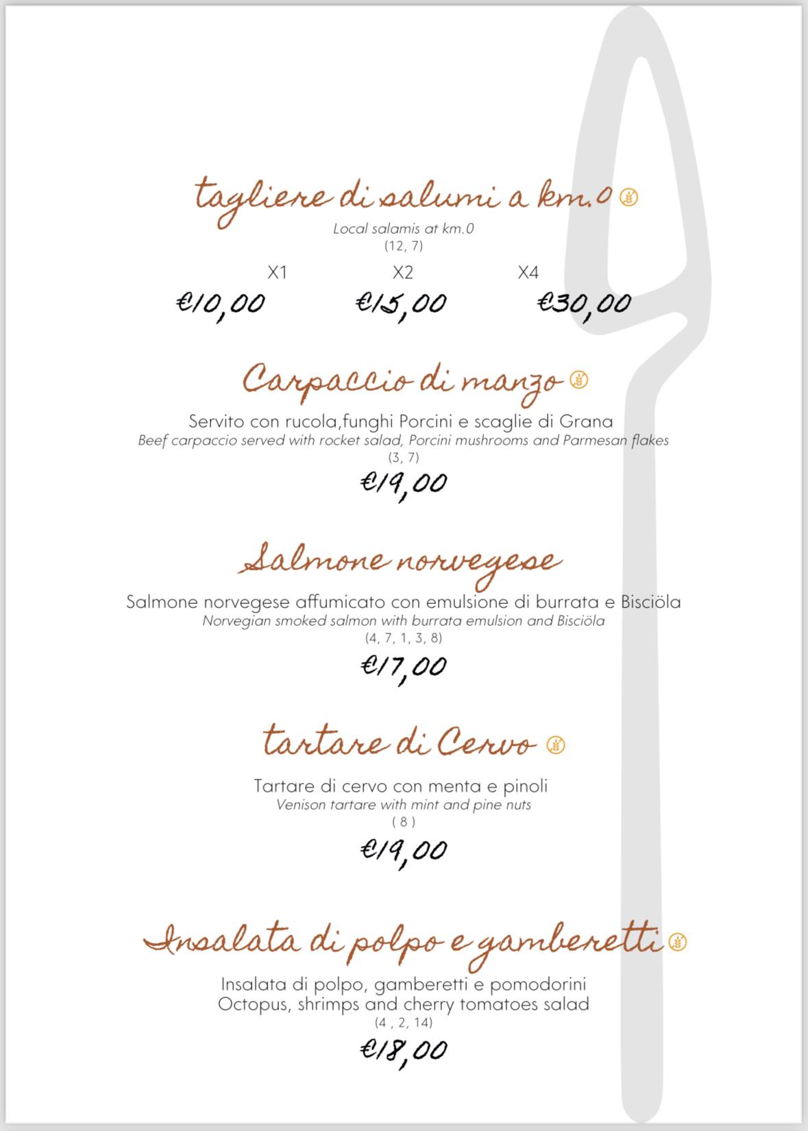 Menu di Roxy Bar Ristorante - Pizzeria 