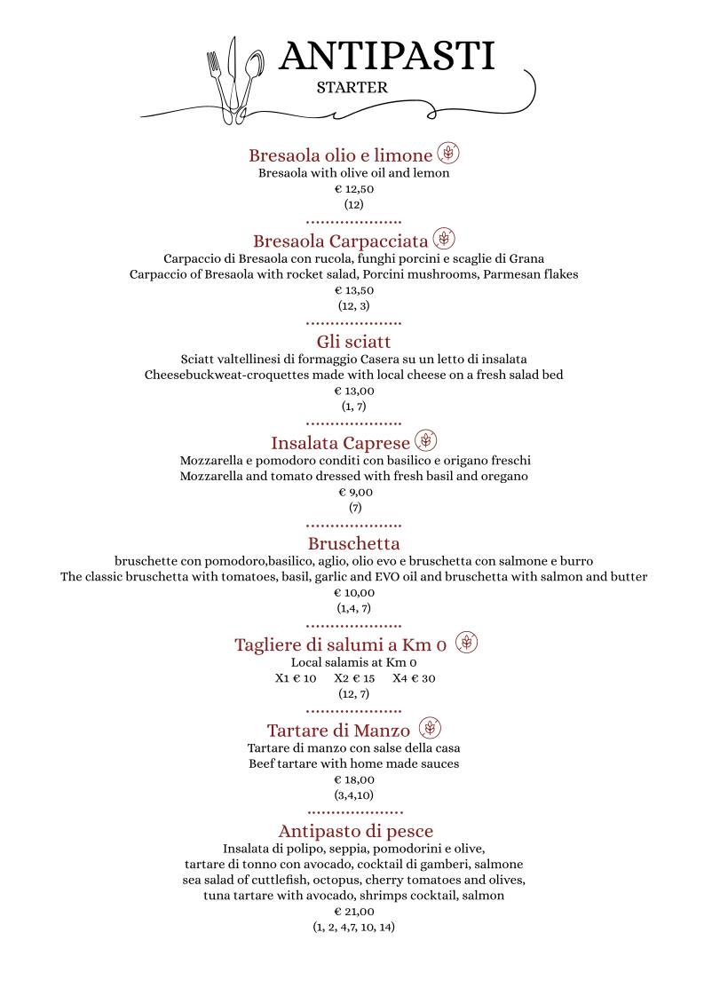 Menu di Roxy Bar Ristorante - Pizzeria 