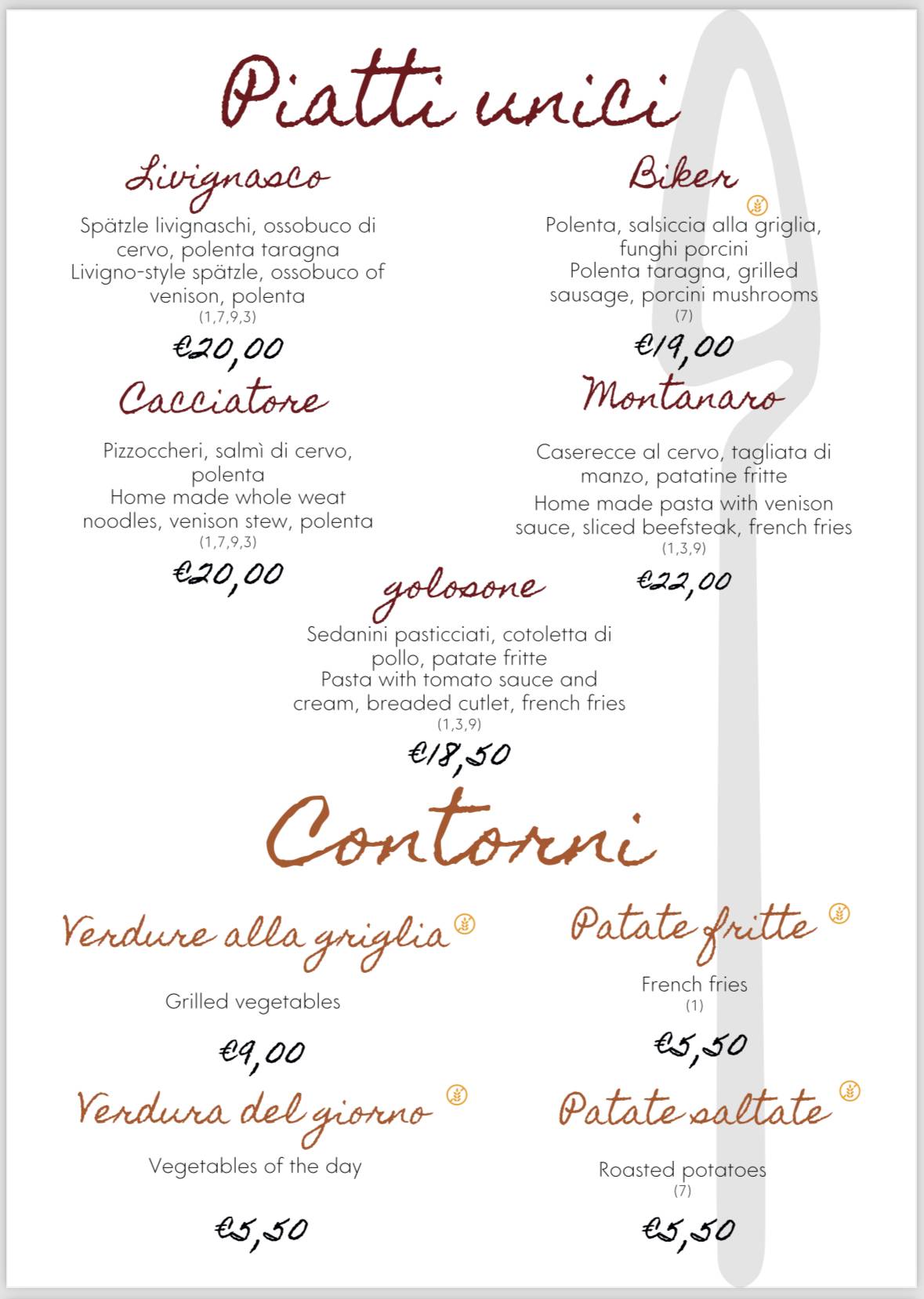Menu di Roxy Bar Ristorante - Pizzeria 