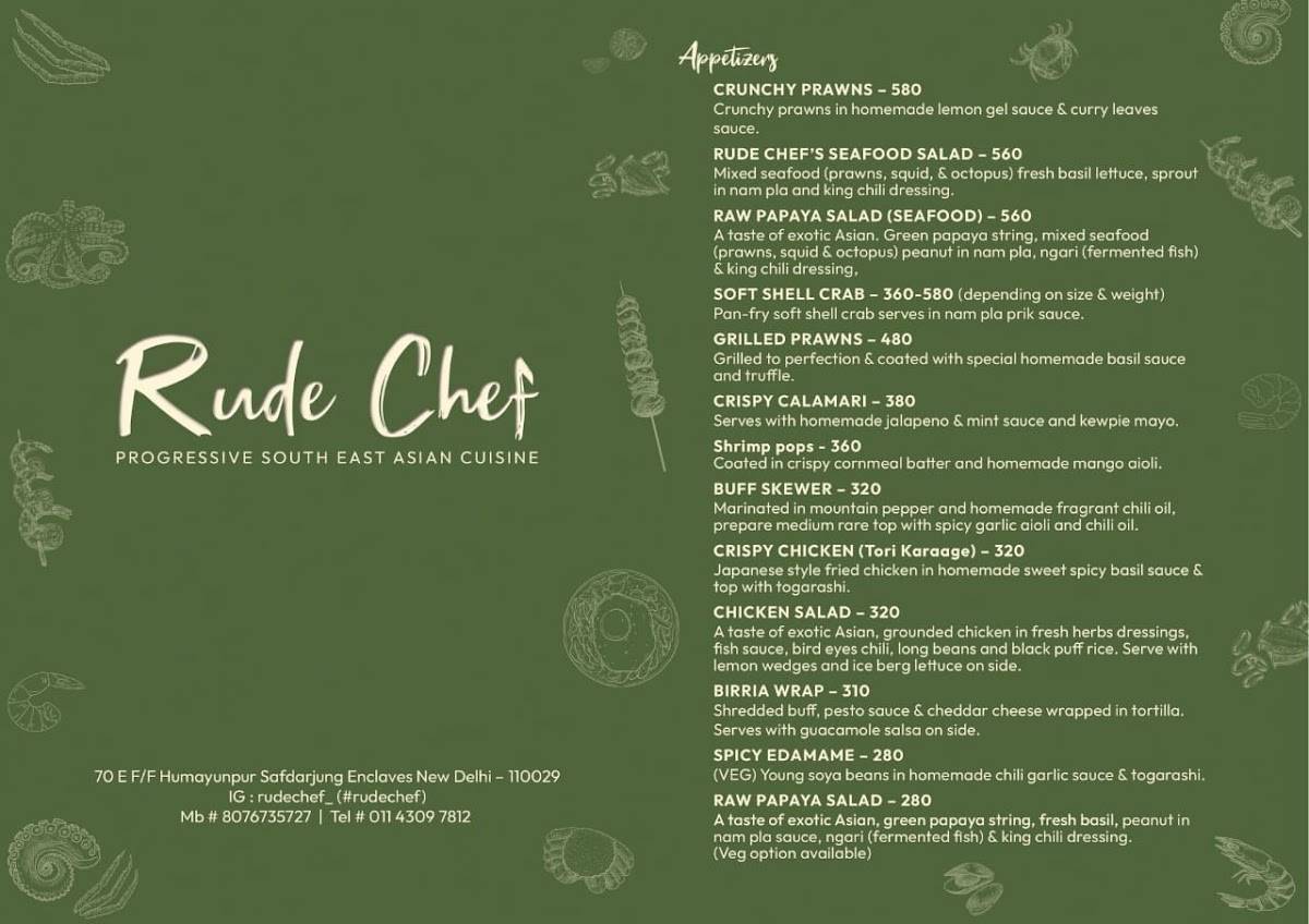 Rude chef menu