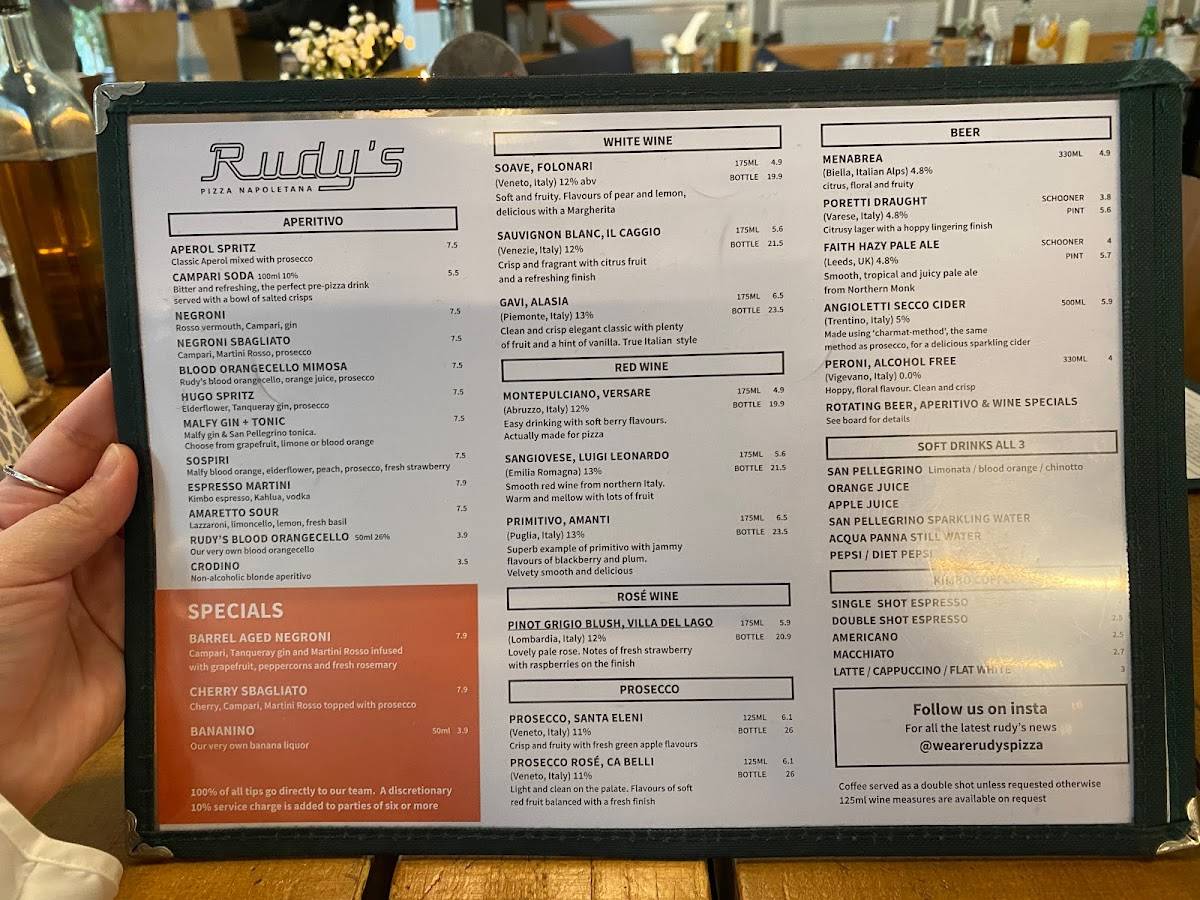 Menu at Rudy's Pizza Napoletana - Leeds restaurant, Leeds