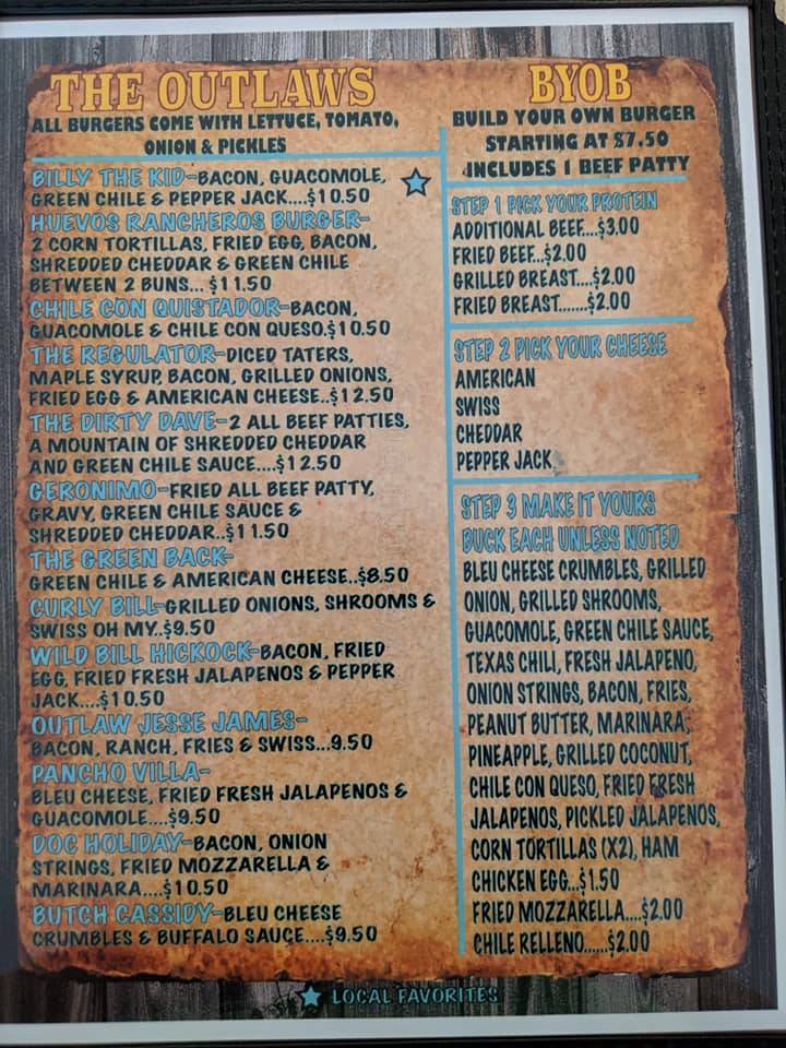Menu at Anaheim Jacks pub & bar, Ruidoso