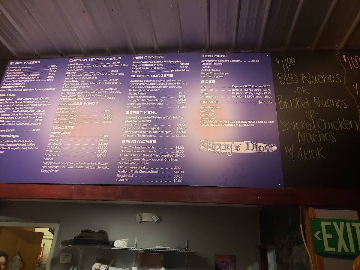 Menu at Slappyz Family Diner restaurant, Russellville, 553 E 1st St
