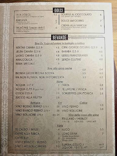 Menu di Trattoria Rustico 