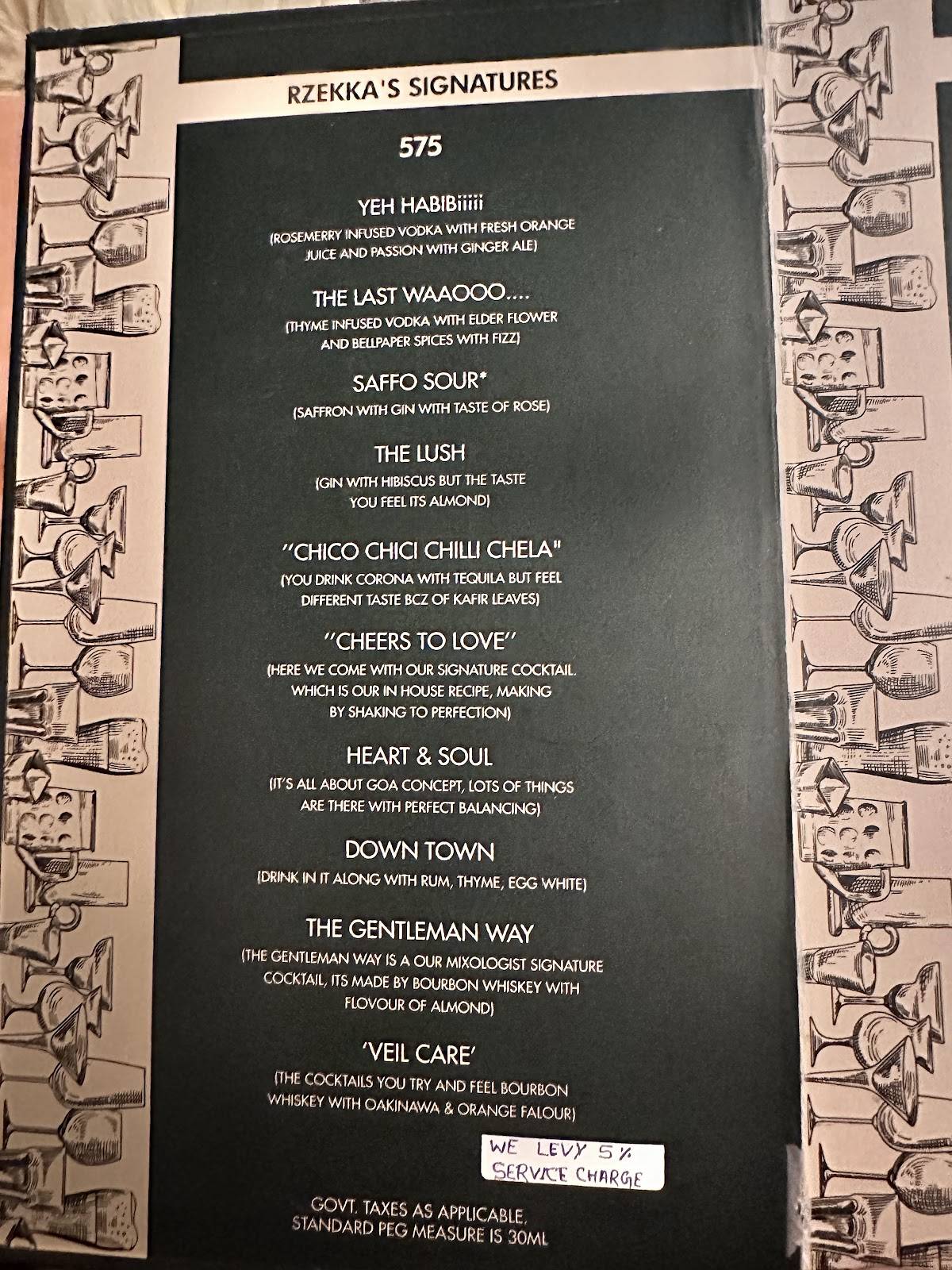 Rzekka Resort menu