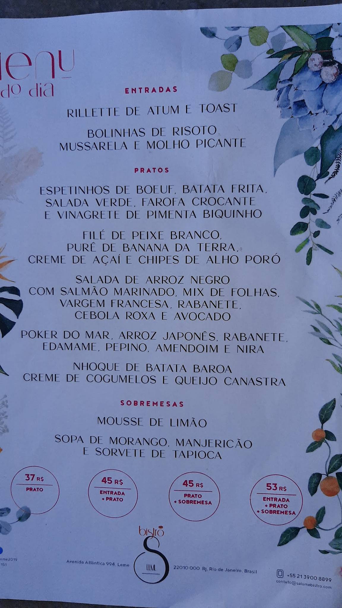 Menu em S Bistrô LEME pub & Bar, Rio de Janeiro
