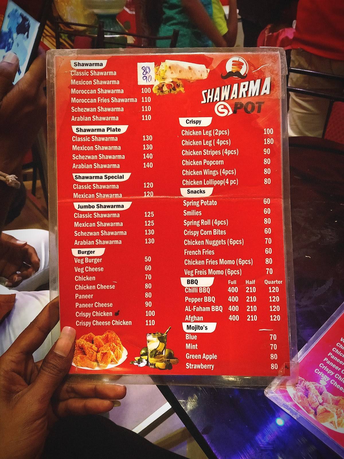 Menu at SHAWARMA SPOT, Vellore