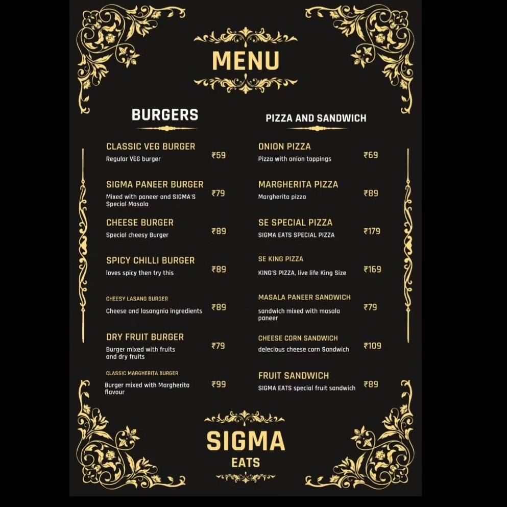 SIGMA EATS menu