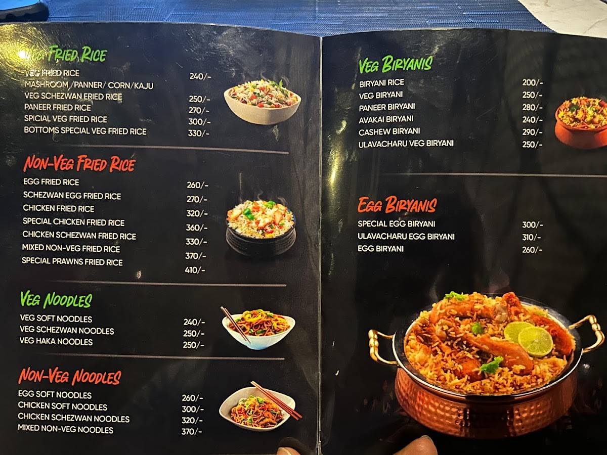 SS Bottoms Lounge Bar menu