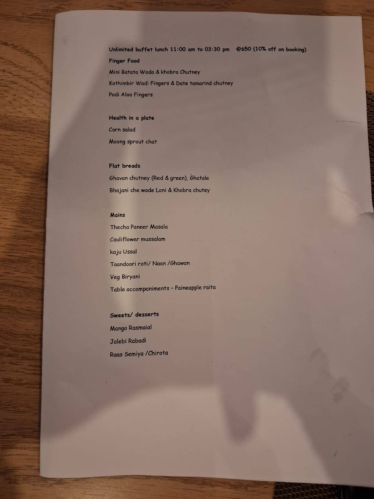 Saandan Multi Cuisine Restaurant menu