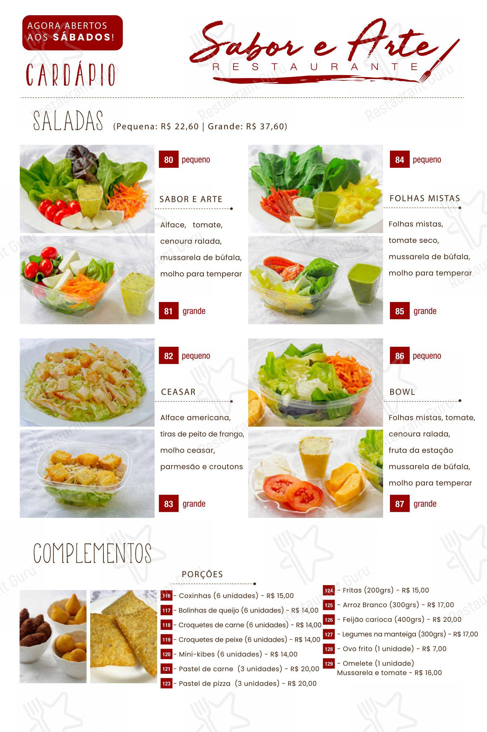 Menu bar para Sabor & Arte em São Paulo