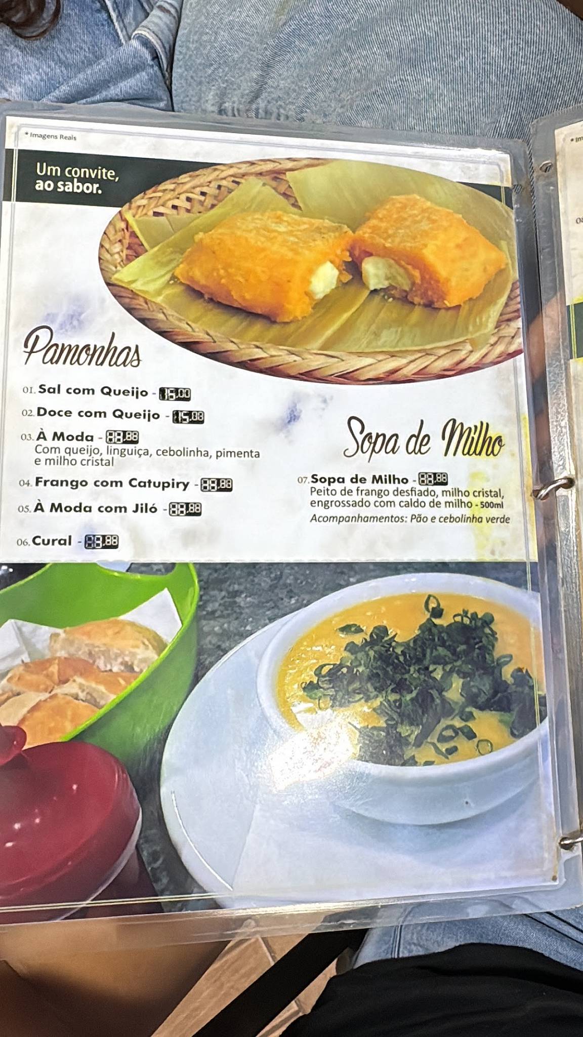 Sabor e Milho cardápio