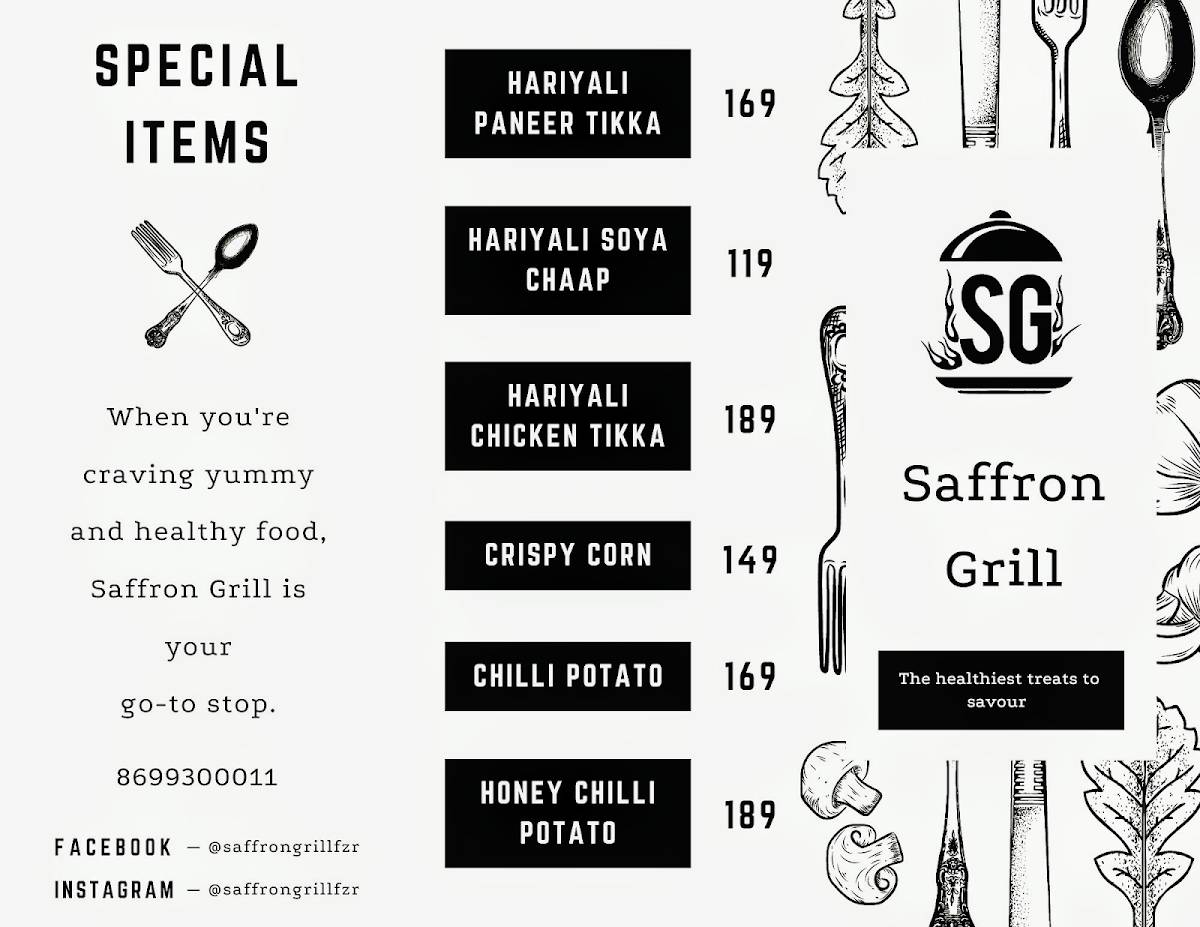 Menu at Saffron Grill, Ferozepur