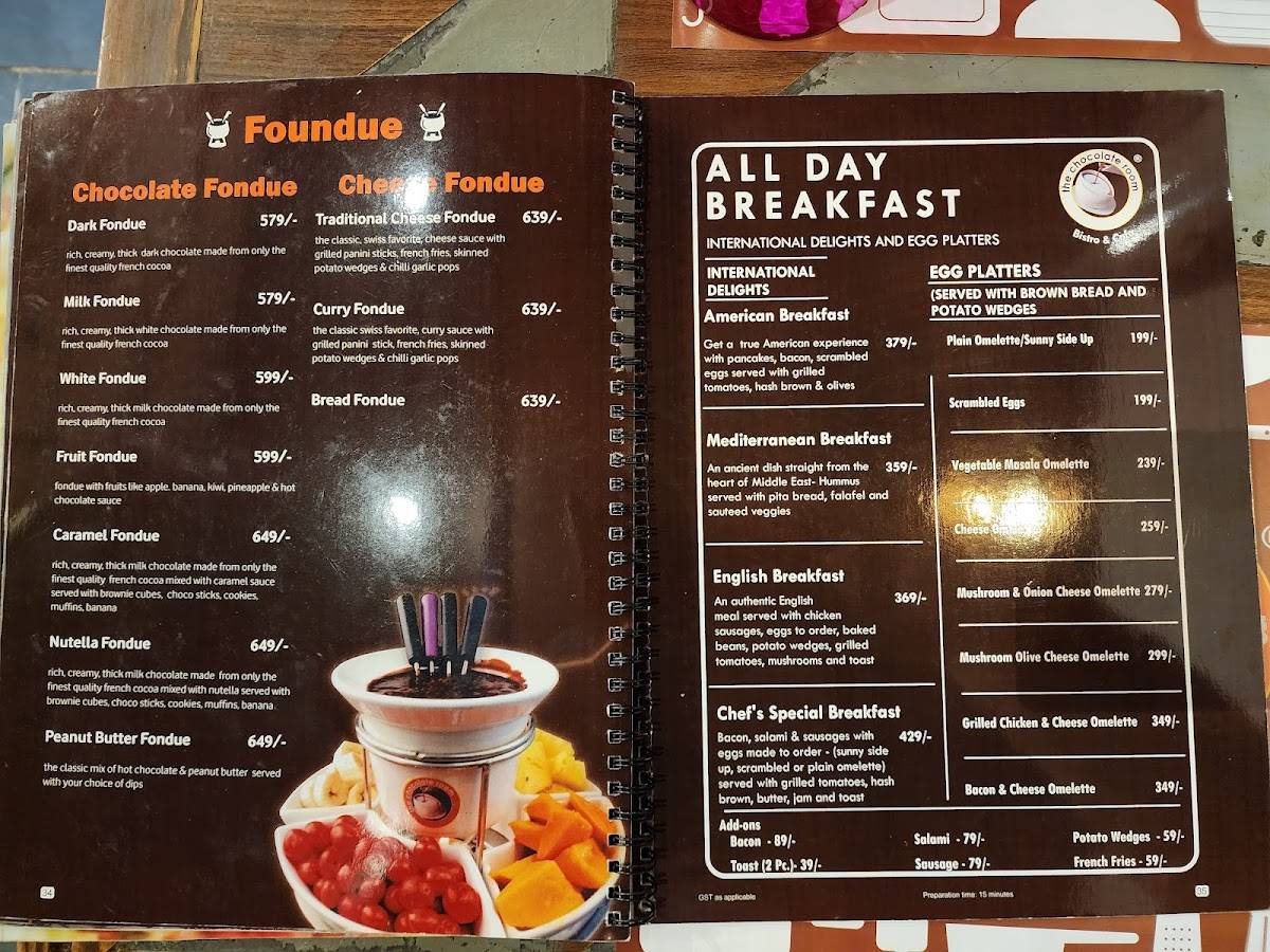 The Chocolate Room Mohali menu