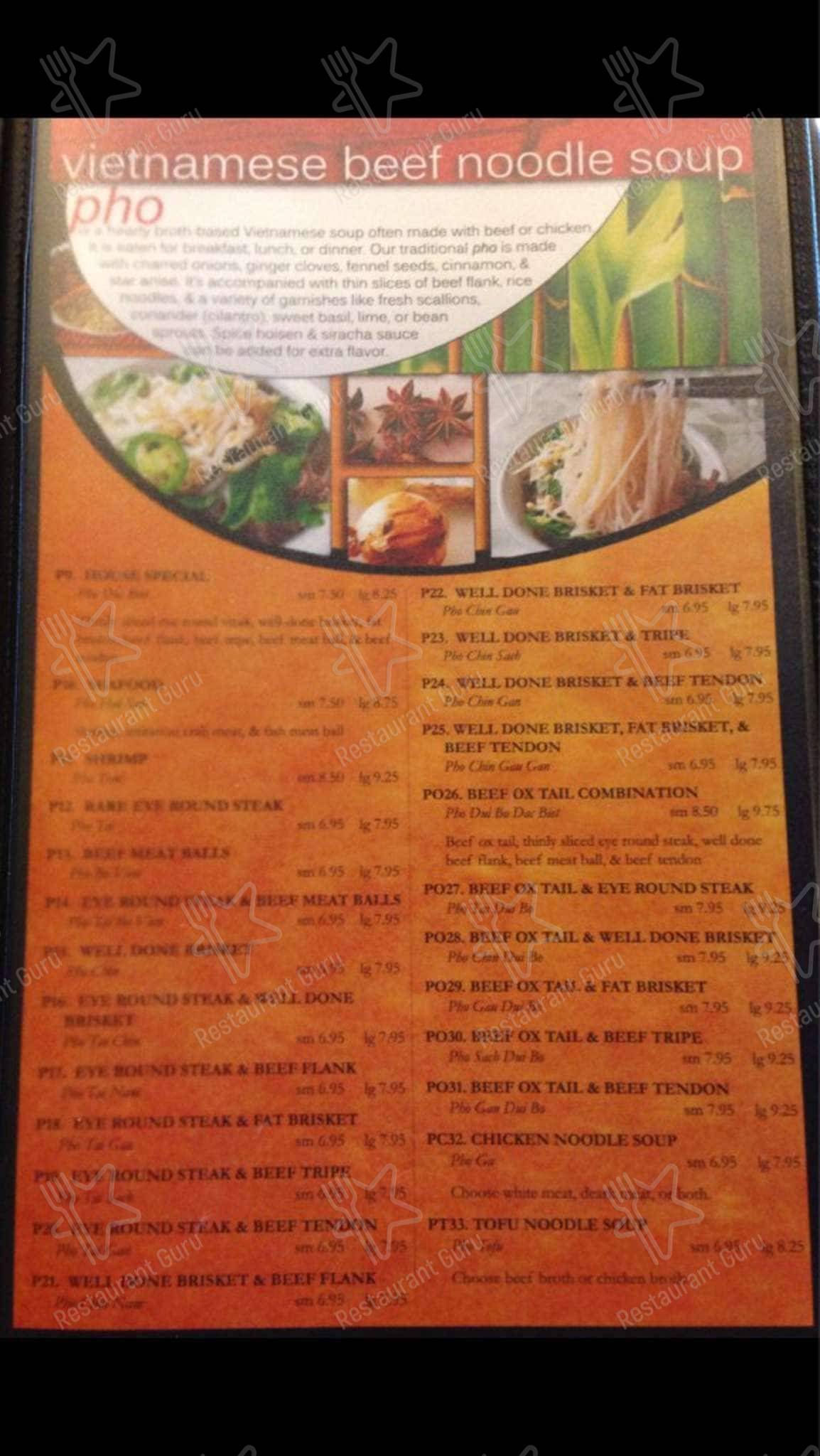 Saigon Noodles menu