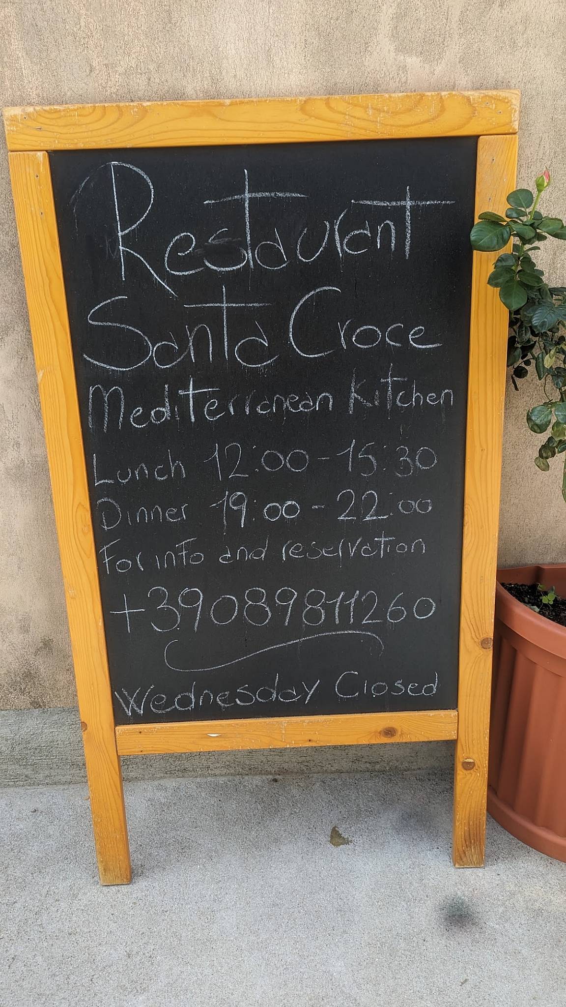 Menu da Santa Croce ristorante, Nocelle