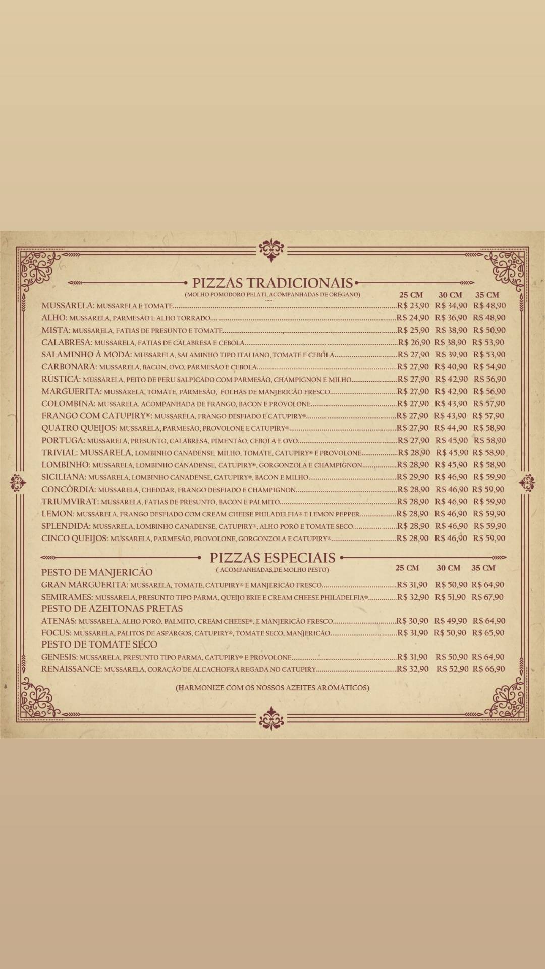 Santa Maria Forneria cardápio