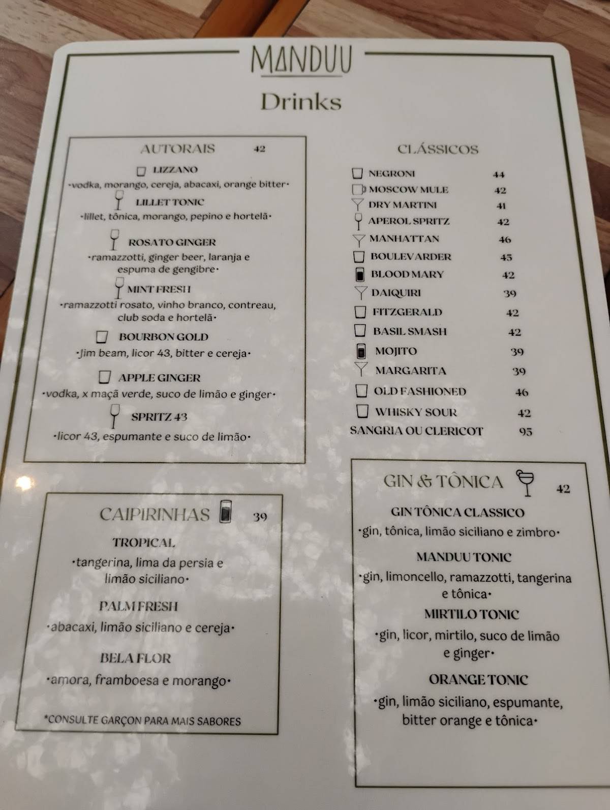 Espaço Manduu cardápio