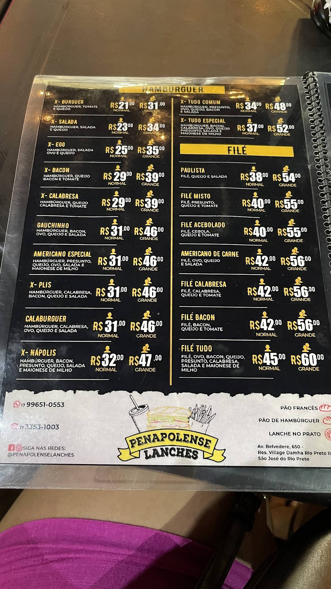 Penapolense Lanches cardápio