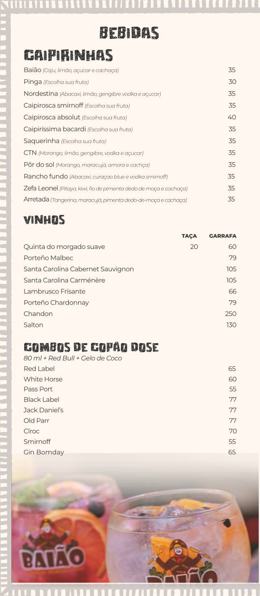 Baião Cozinha Nordestina cardápio