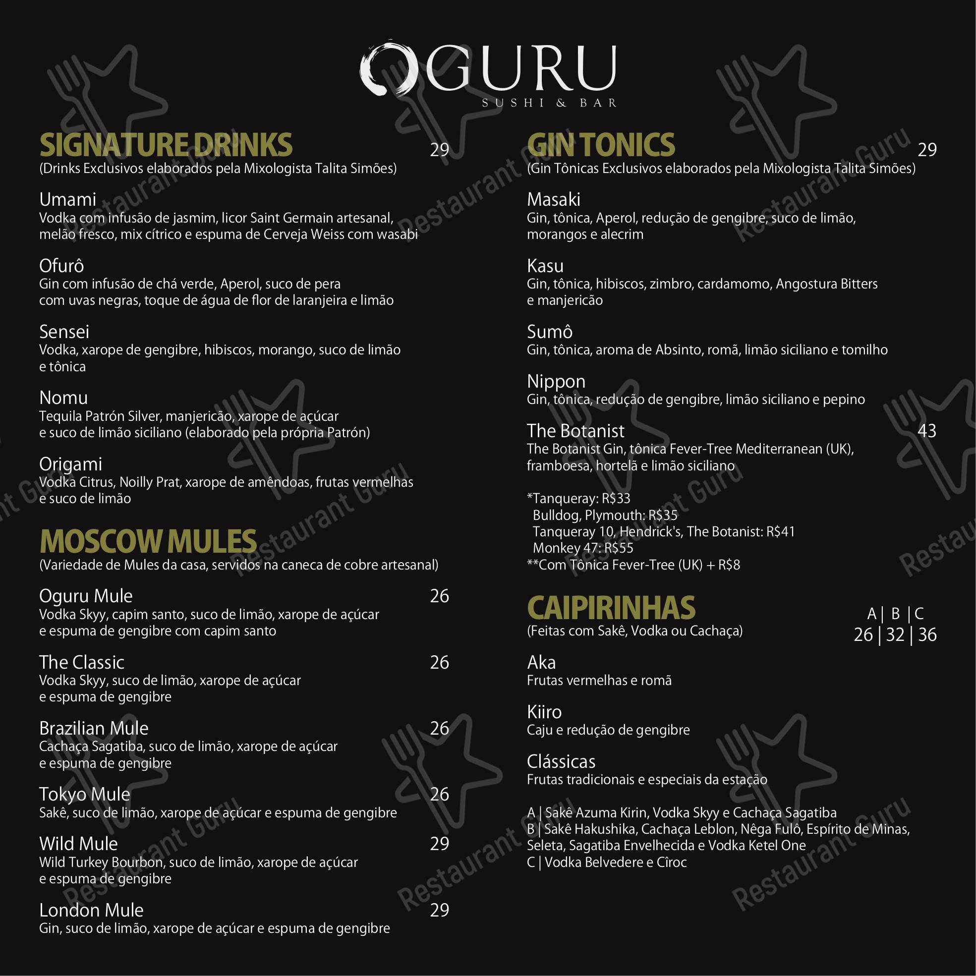 Explore o menu para OGURU Sushi & Bar - Itaim