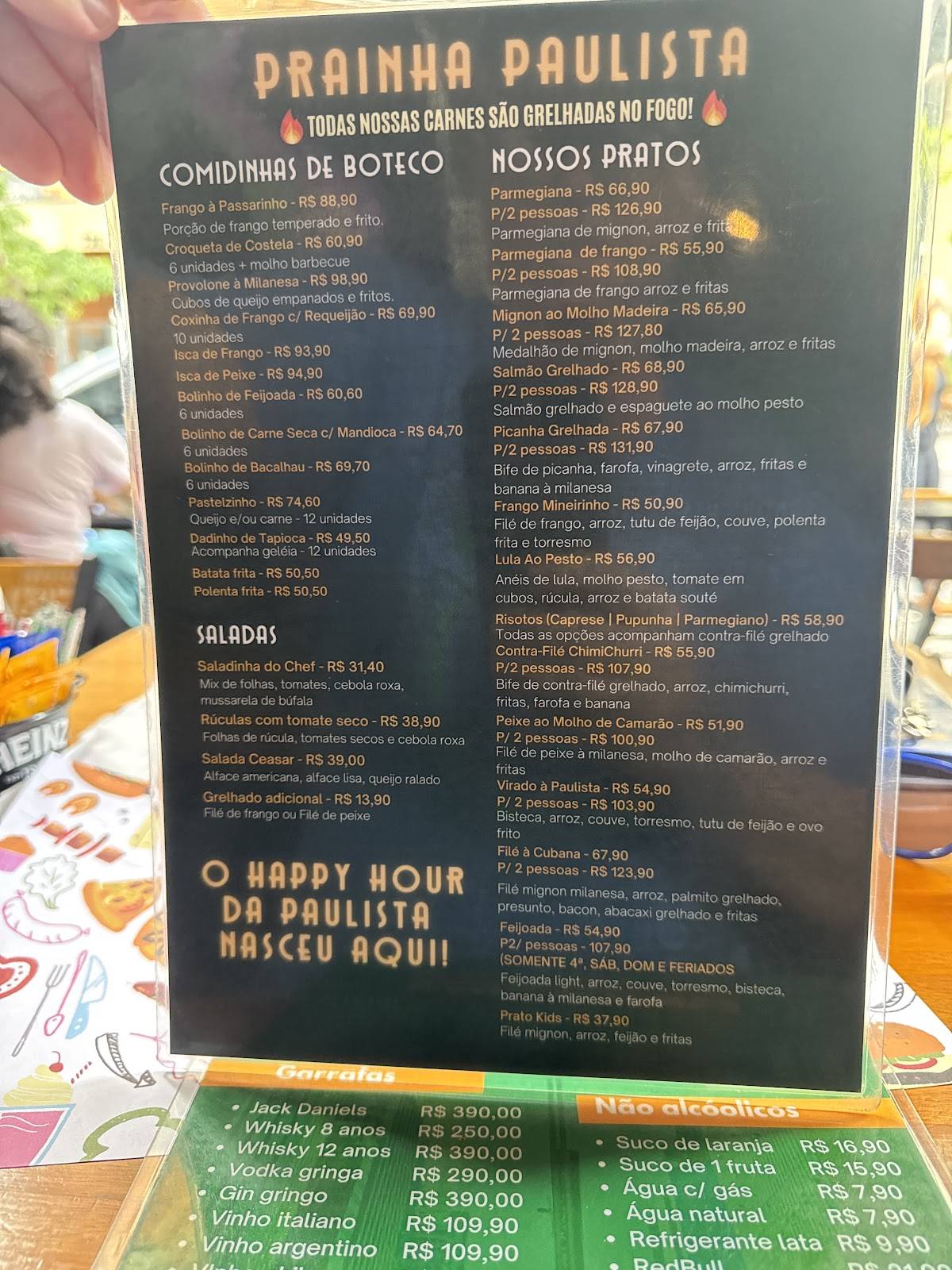 Prainha Paulista cardápio