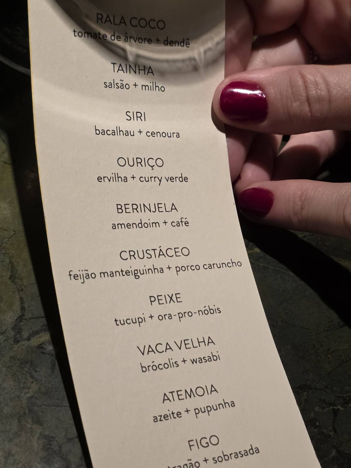 TUJU cardápio