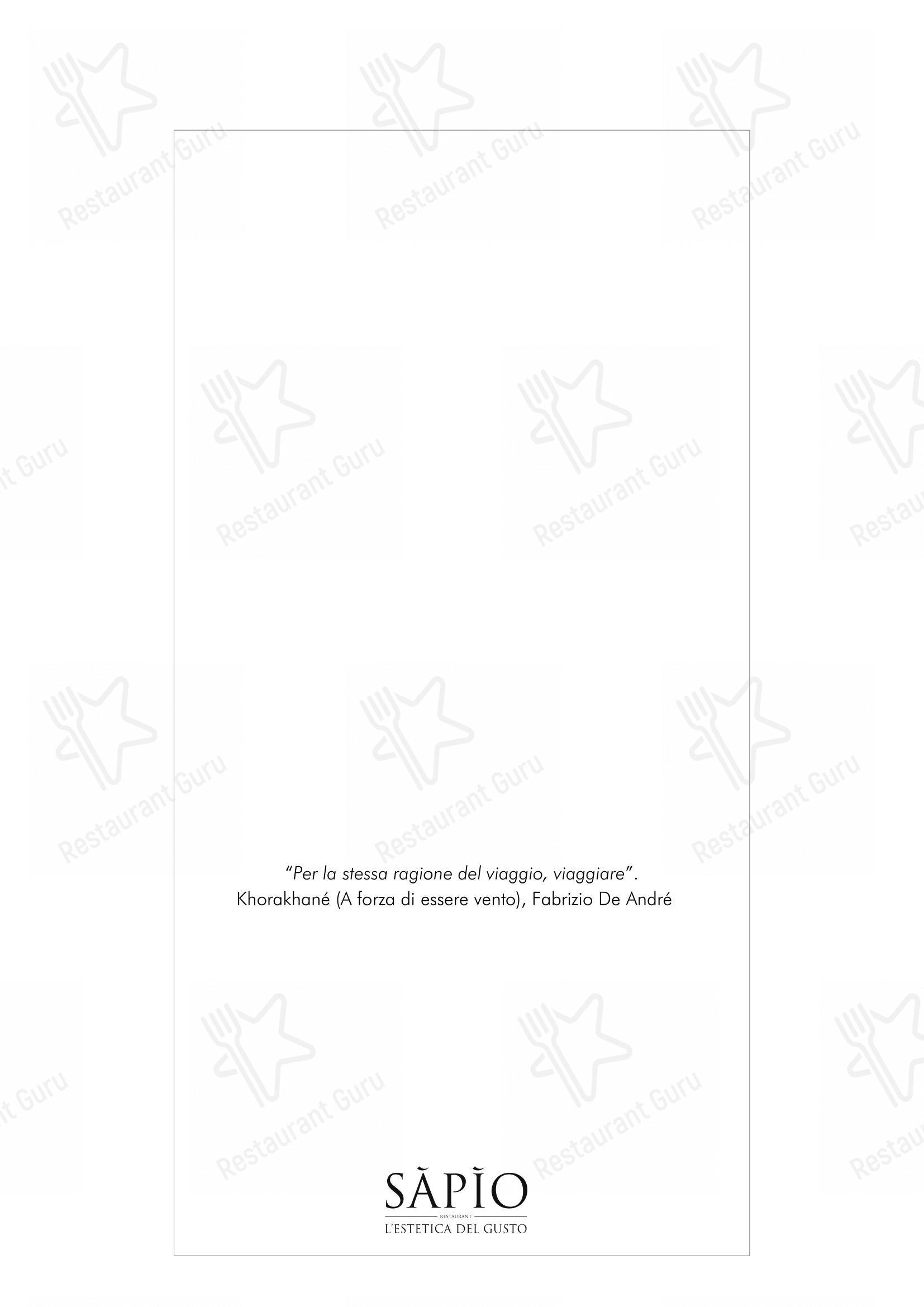 Menu pour Sapio restaurant