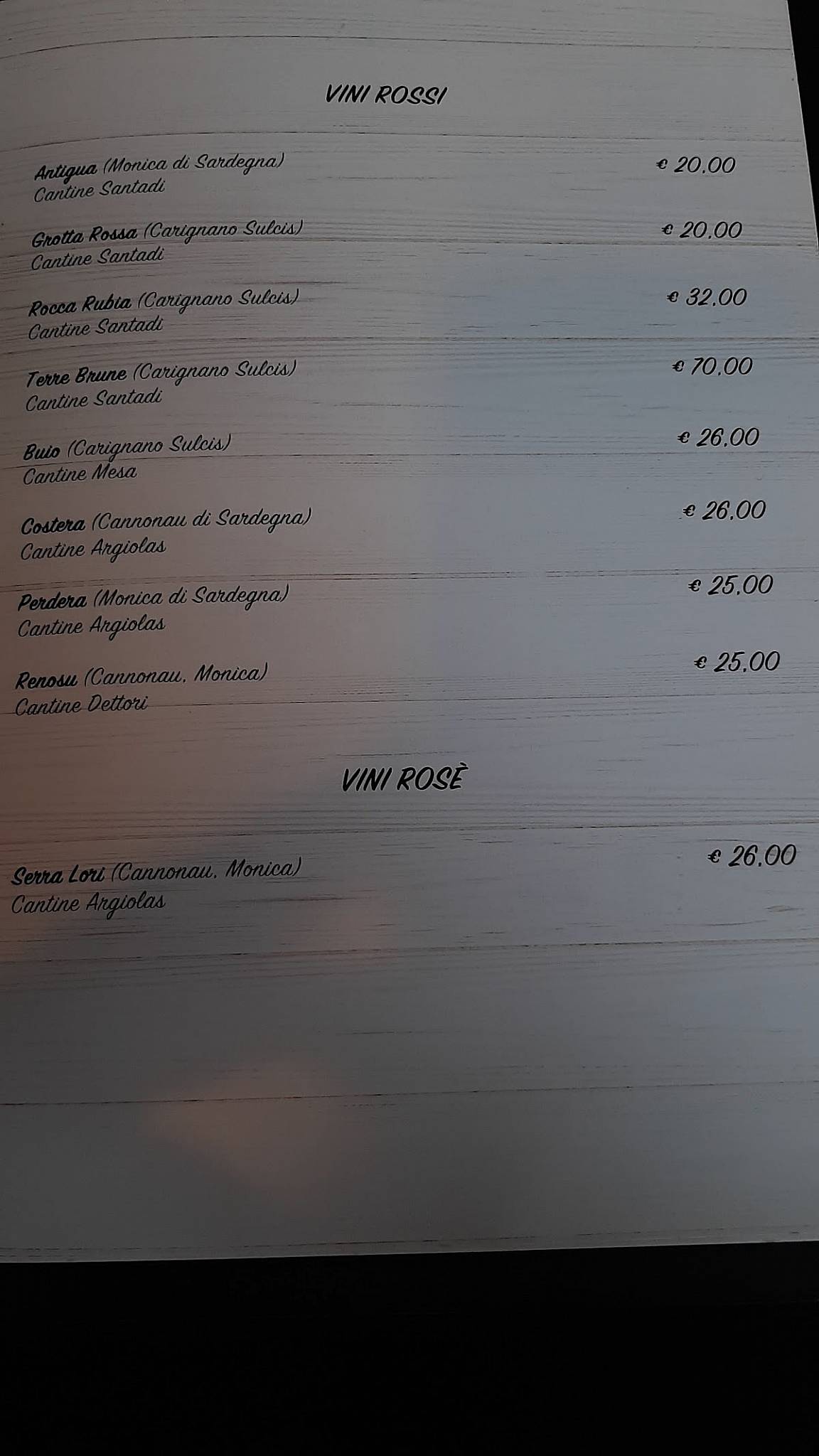 Menu di Sardinia Ristorante Pizzeria 