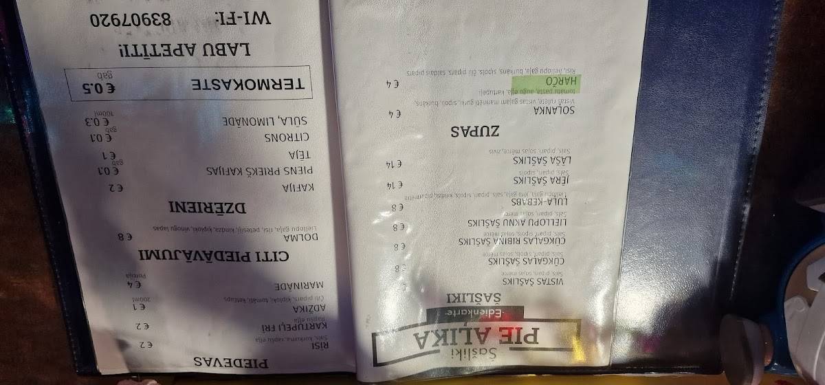 Menu de Šašliks pie Aļika, Tališu virtuve