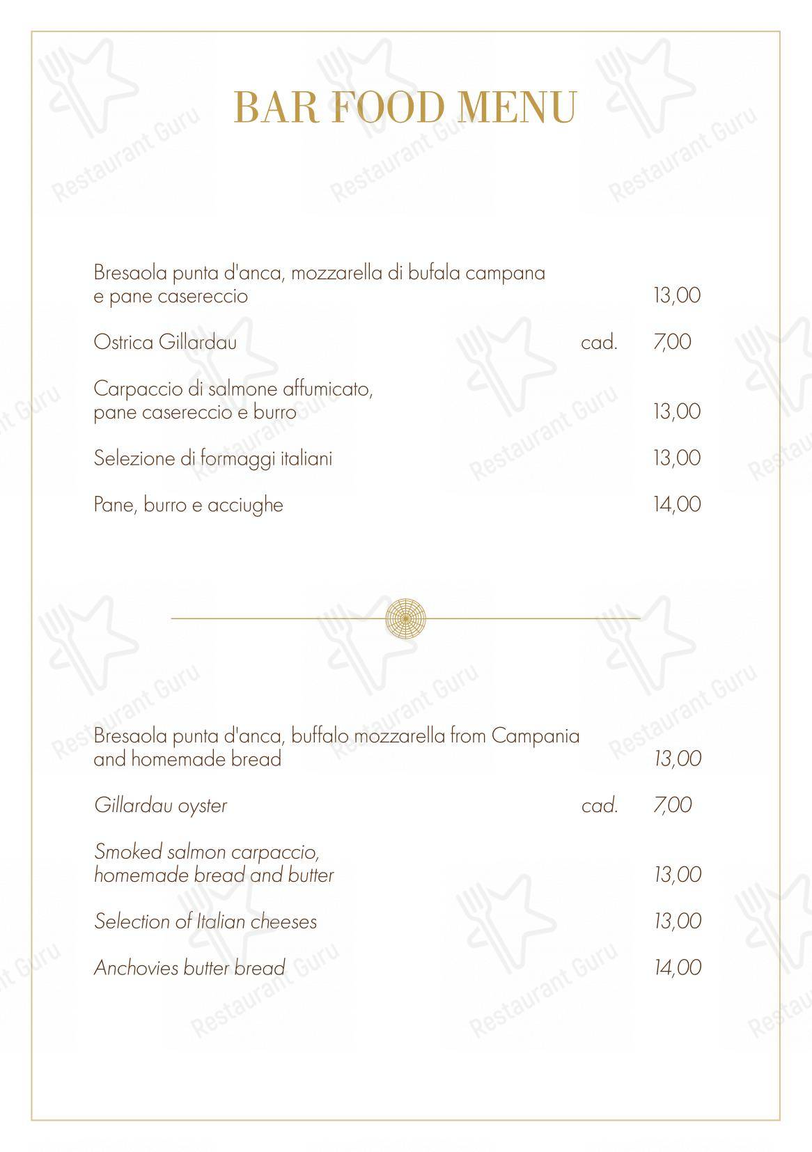 Ночное меню per Savini 1867 pub & bar
