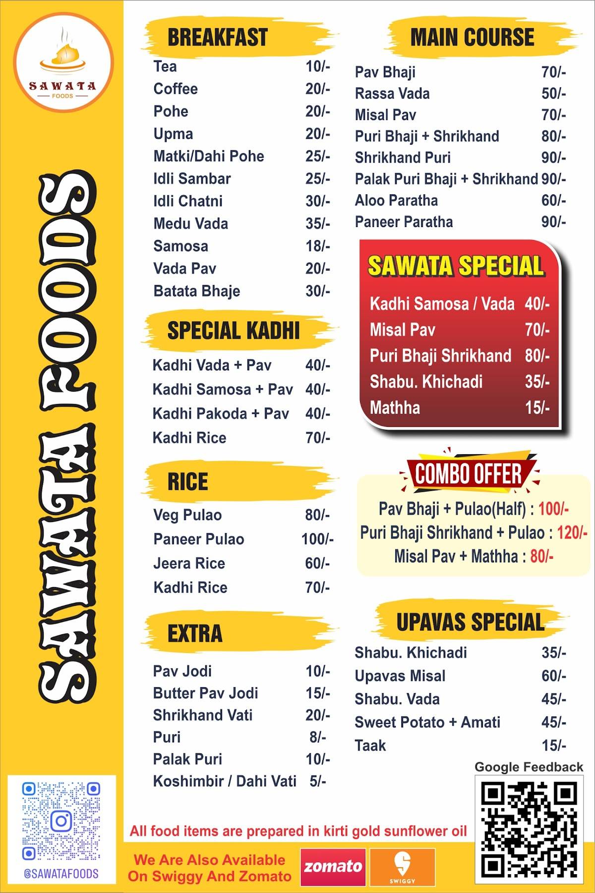 Sawata Foods menu