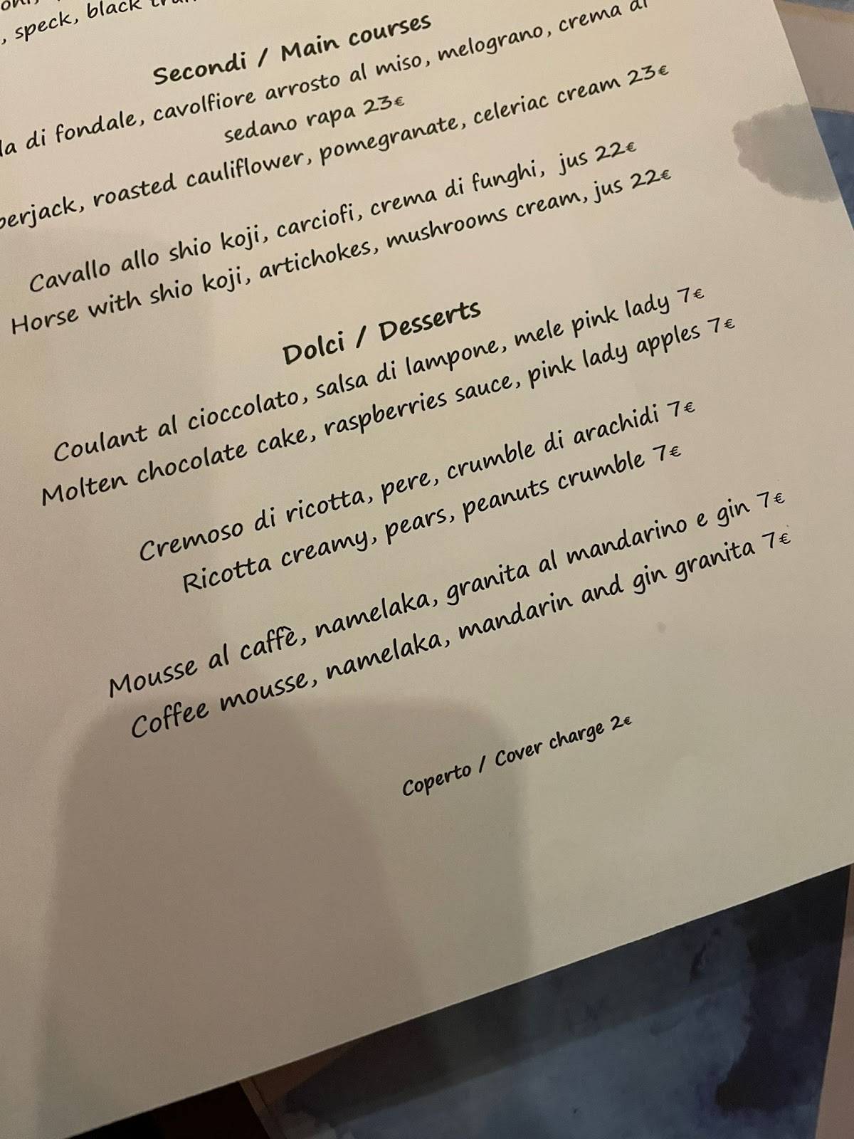 Menu di Senz'Altro Bistrot Firenze 