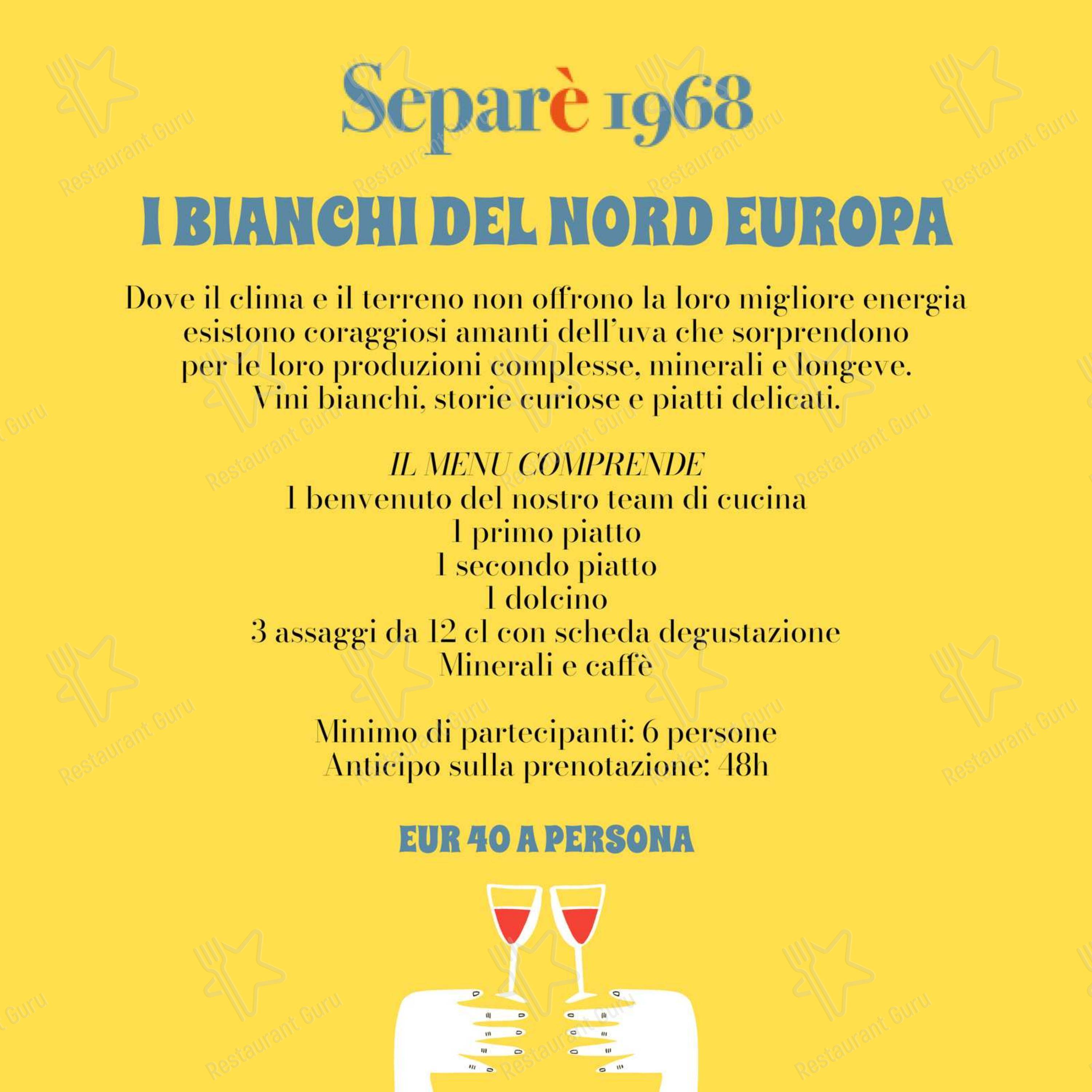 Menu bar per Separè 1968 pub & bar