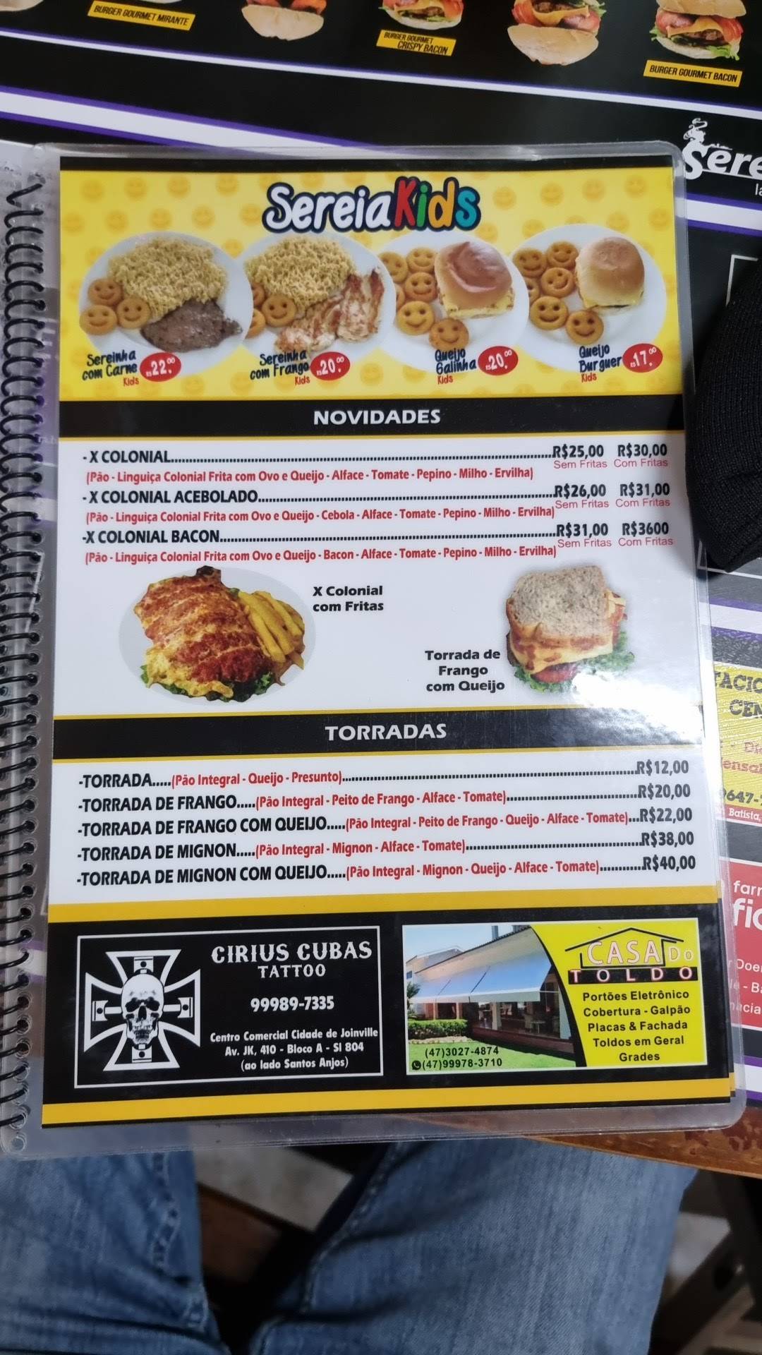 Sereia Lanches cardápio