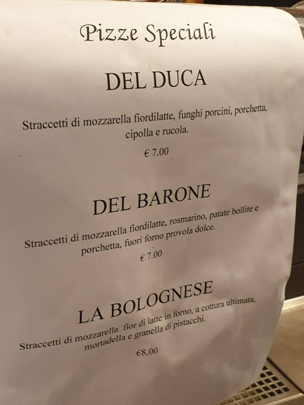 Menu di Pizzeria Serenella 